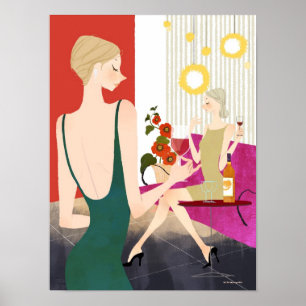 Frauen trinken Wein Poster