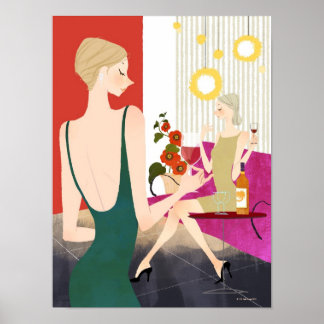 Frauen trinken Wein Poster