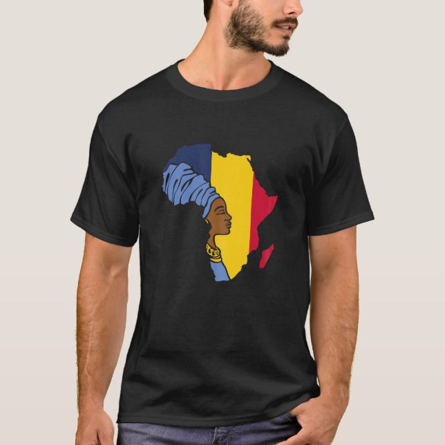 Frauen Tschad Tschadische Flagge Afrikanische Kart T-Shirt (Vorderseite)