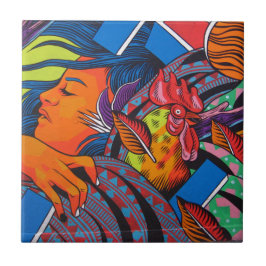 Frauen-u. Huhn-Wand-Wandgemälde Fliese