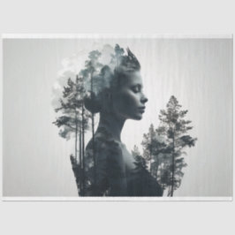 Frauen über exponierte Waldschädigung Seidenpapier