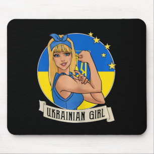 Frauen Ukrainisches Mädchen Ukraine-Flagge Merchan Mousepad