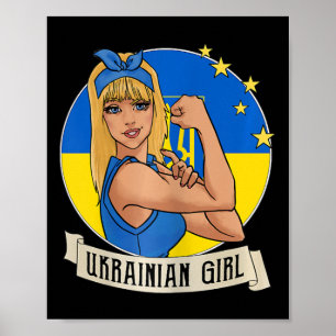 Frauen Ukrainisches Mädchen Ukraine-Flagge Merchan Poster