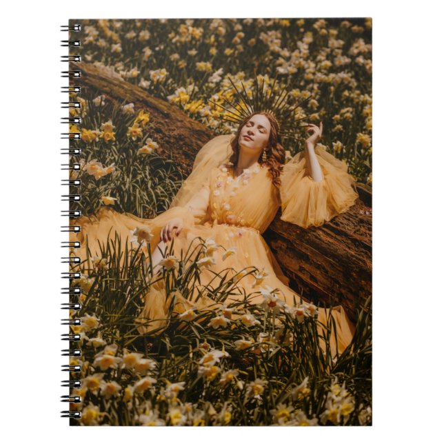 Frauen, umgeben von Blume, Spiralnotenbuch Notizblock (Vorderseite)