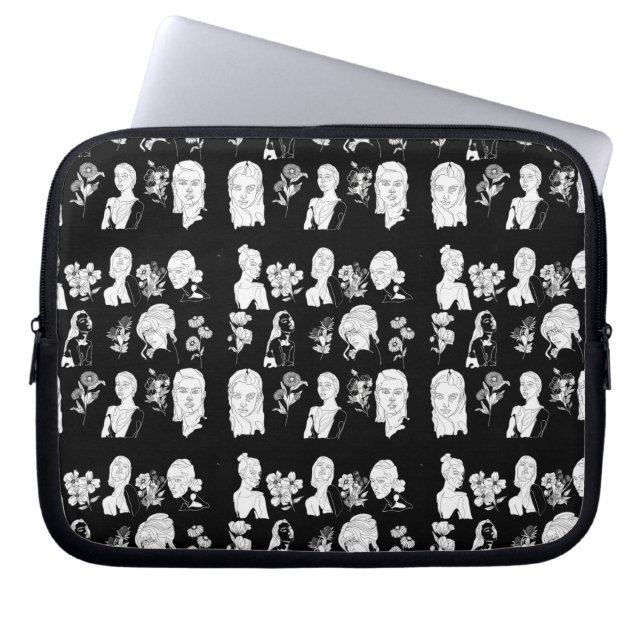 FRAUEN UND BLUME(B&W) LAPTOPSCHUTZHÜLLE (Vorderseite)