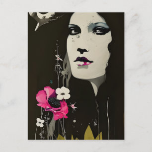 Frauen und Blume Postkarte
