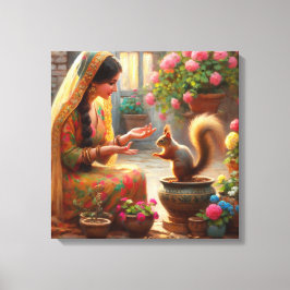 Frauen und Eichhörnchen 2 Leinwanddruck