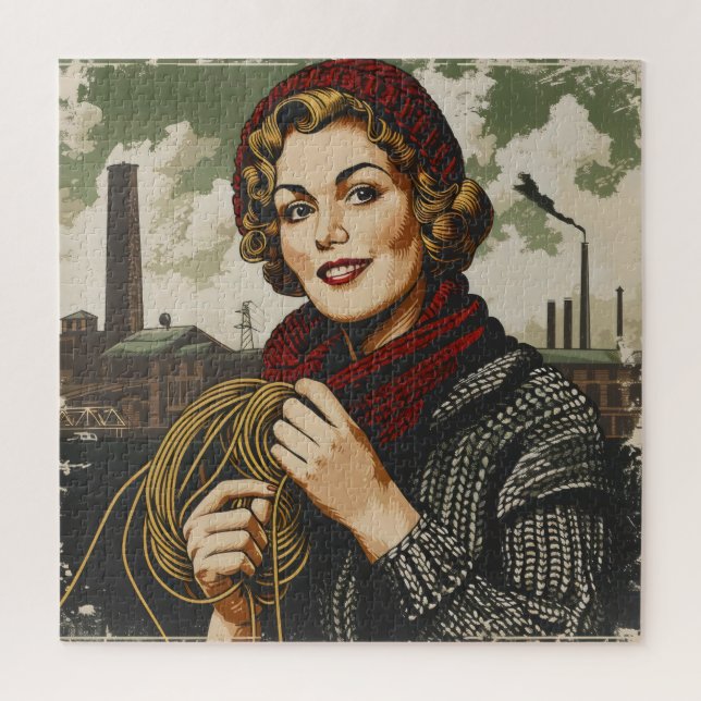 Frauen und Linie Vintag Puzzle (Vertikal)
