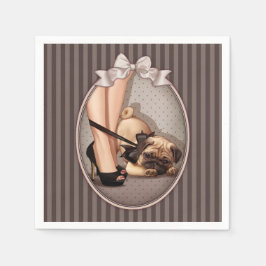 Frauen und Mops Welpe Serviette