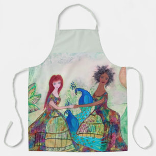 Frauen und Pfauen Whimsical Art Schürze
