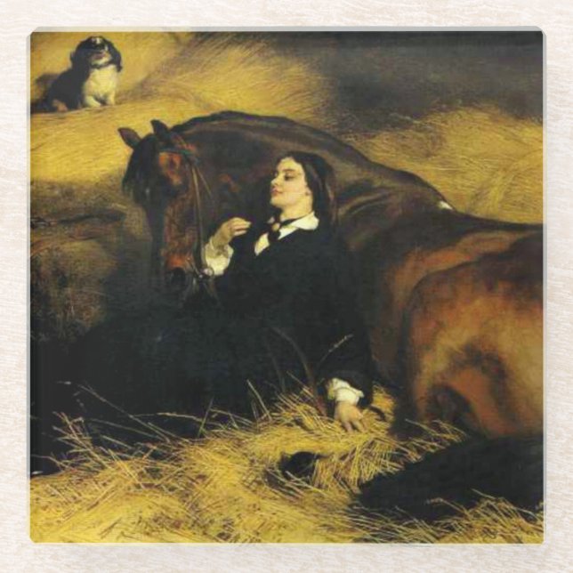 Frauen und Pferd Glasuntersetzer (Vorderseite)