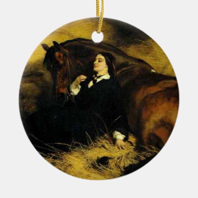 Frauen und Pferd Keramik Ornament (Vorne)