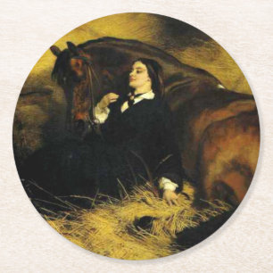 Frauen und Pferd Runder Pappuntersetzer