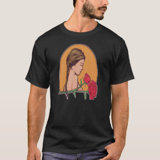 Frauen und Rose Blume T - Shirt