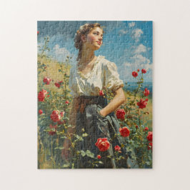 Frauen und Rose Vintag Puzzle