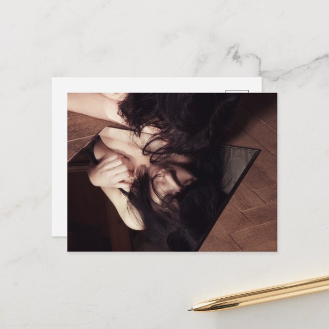 Frauen und Spiegel Postkarte (Vorderseite/Rückseite Beispiel)