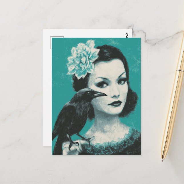 Frauen und Vögel Postkarte (Vorderseite/Rückseite Beispiel)