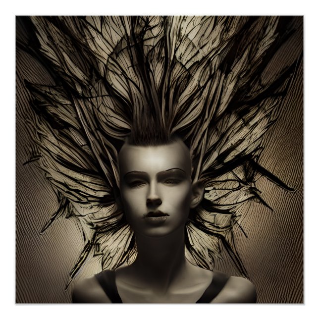 Frauen unter Wasser Dystopische Abstrakte künstler Poster (Vorderseite)