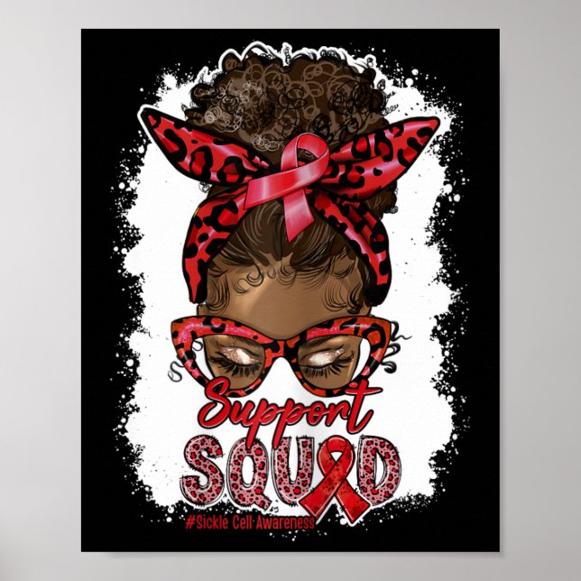 Frauen unterstützen Squad Afro Messy Bun Leopard S Poster (Vorne)