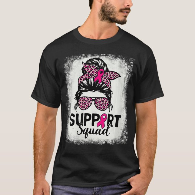 Frauen unterstützen Squad Messy Bun Pink Blank Leo T-Shirt (Vorderseite)