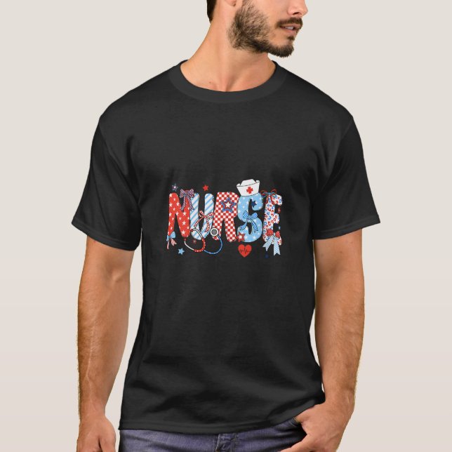 Frauen USA USA Patriotic Nurse Stethoscope Co T-Shirt (Vorderseite)
