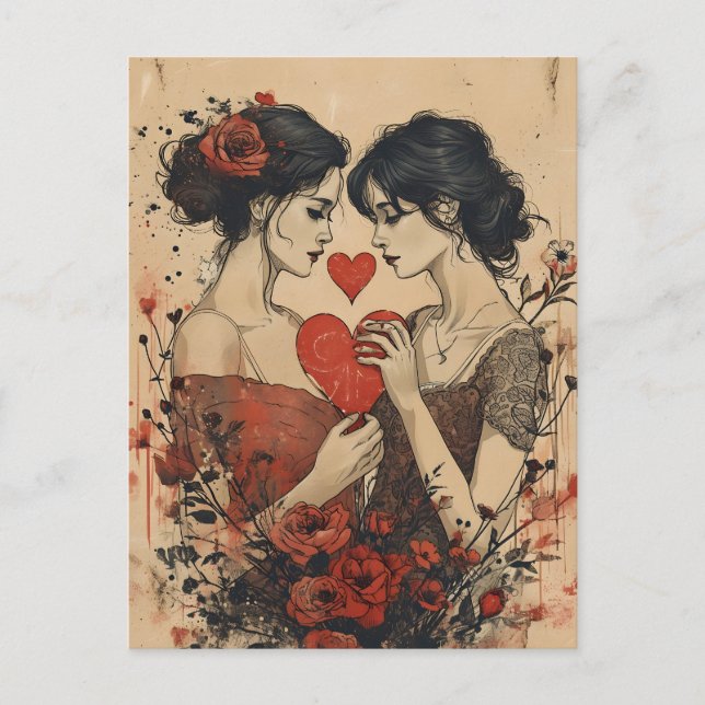 Frauen Valentinstag Postkarte (Vorderseite)