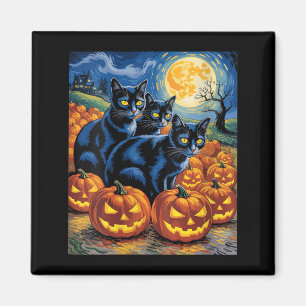 Frauen Van Gogh Stil Schwarze Katzen Halloween Kür Magnet