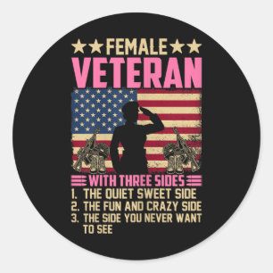 Frauen Veteran Soldat Proud Weibliche Veteran Runder Aufkleber