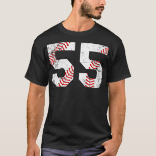 Frauen Vintag Baseball 55 Jersey Nummer VNeck T-Shirt