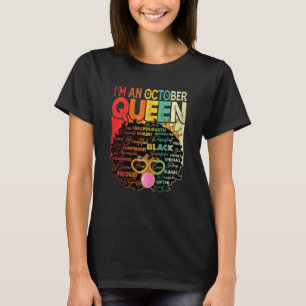Frauen Vintag Melanin Afro Oktober Queen Black H T-Shirt