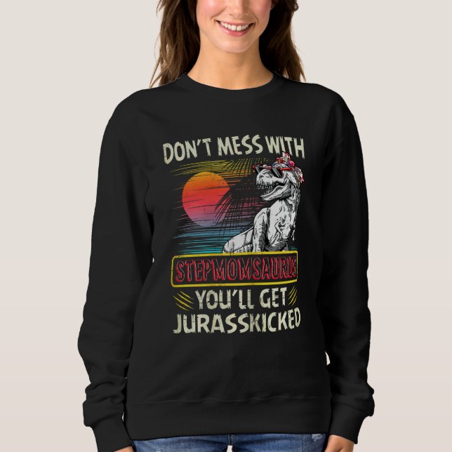 Frauen Vintag Stepmomsaurus Retro Dinosaurs Moth Sweatshirt (Vorderseite)