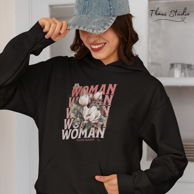 Frauen Vintage Blume Wasserfarbe Frauentag Hoodie (Von Creator hochgeladen)
