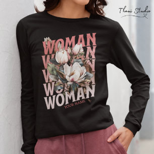 Frauen Vintage Blume Wasserfarbe Frauentag T-Shirt