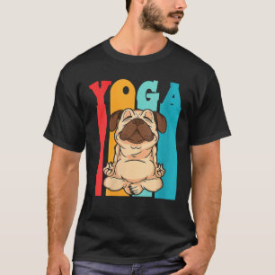Frauen Vintager Mops Hund Yoga Figurine für Hunde T-Shirt