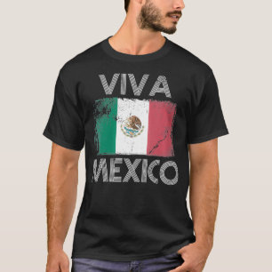Frauen VIVA MEXICO Vintage-Flagge Stolz Mexikanisc T-Shirt
