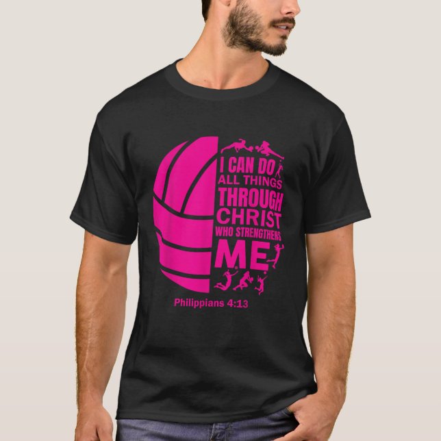 Frauen Volleyball für junge Mädchen Christliche St T-Shirt (Vorderseite)