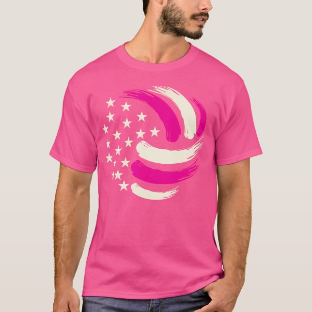 Frauen Volleyball in Girls US-amerikanische Flagge T-Shirt (Vorderseite)