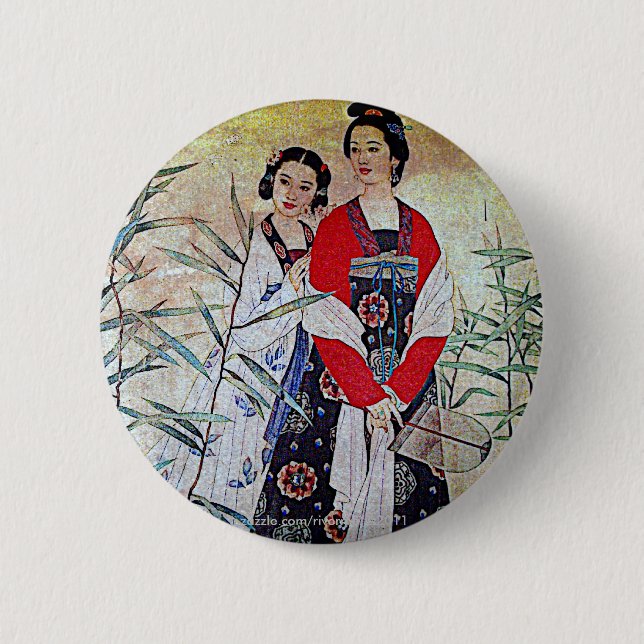 Frauen von der Geruch-Dynastie-chinesischen Button (Vorderseite)