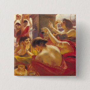 Frauen von Madura an einem Brunnen Button