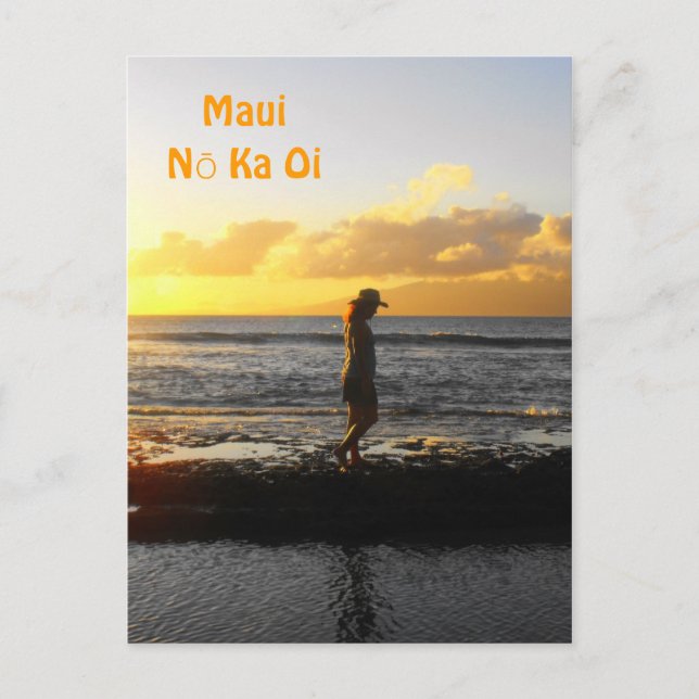 Frauen wandern am Strand bei Sunset in Maui Postkarte (Vorderseite)