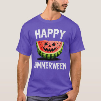 Frauen Wassermelone O Laterne Sommer Halloween Glü T-Shirt