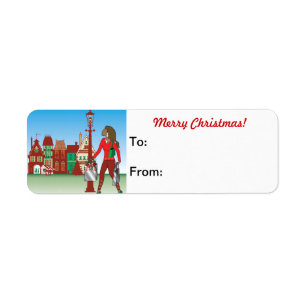 Frauen-Weihnachtseinkaufen mit Taschen gekleideter