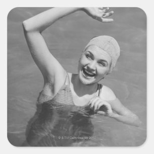 Frauen-Wellenartig bewegen Quadratischer Aufkleber