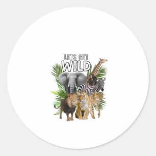Frauen: Wilde Zootiere - Safari Party A D Runder Aufkleber
