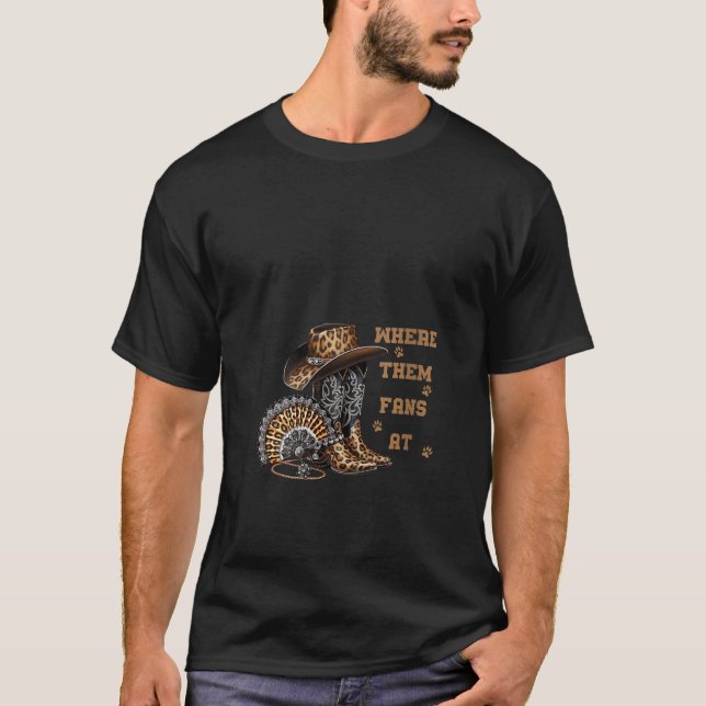 Frauen, wo sie bei Leopard Boots Cowgirl fächern w T-Shirt (Vorderseite)
