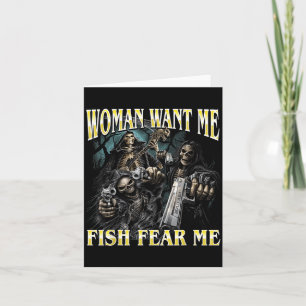 Frauen wollen Fisch fürchten lustigen harten Skele Karte