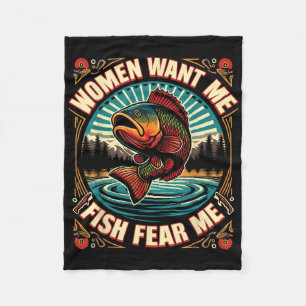 Frauen wollen mich Fisch fürchten mich Retro Vinta Fleecedecke
