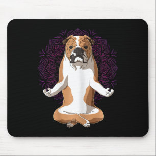 Frauen Yoga Hund Englische Bulldogge Mousepad