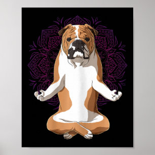 Frauen Yoga Hund Englische Bulldogge Poster
