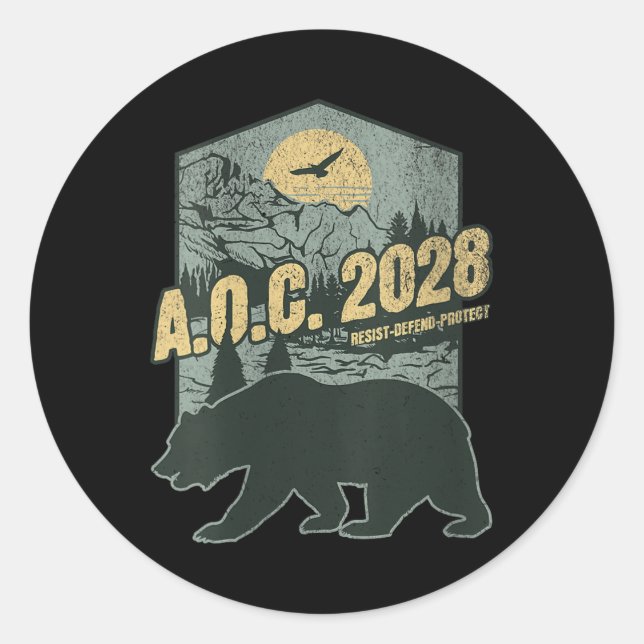 Frauen zum AC 2028 für Präsident Resist Bear Alexa Runder Aufkleber (Vorderseite)